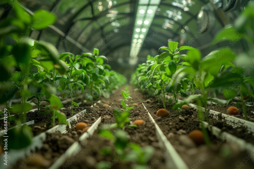Astronauts are growing vegetable on Mar, Astronaut farming and harvest in the space galaxy Astronauts are growing vegetable on Mar, Astronaut farming and harvest in the space galaxy