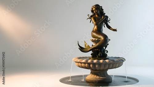 A serene bronze mermaid fountain intricately sculpted.generative.ai  photo