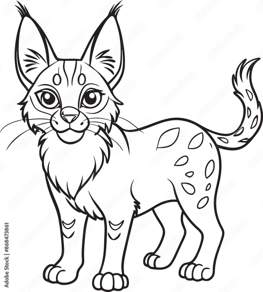 Cute Caracal Doodle Coloring Page Character Cute Caracal Doodle Coloring Page Character