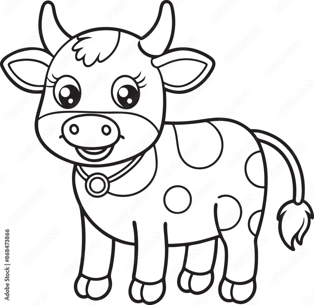 Cute Cattle Doodle Coloring Page Character Cute Cattle Doodle Coloring Page Character