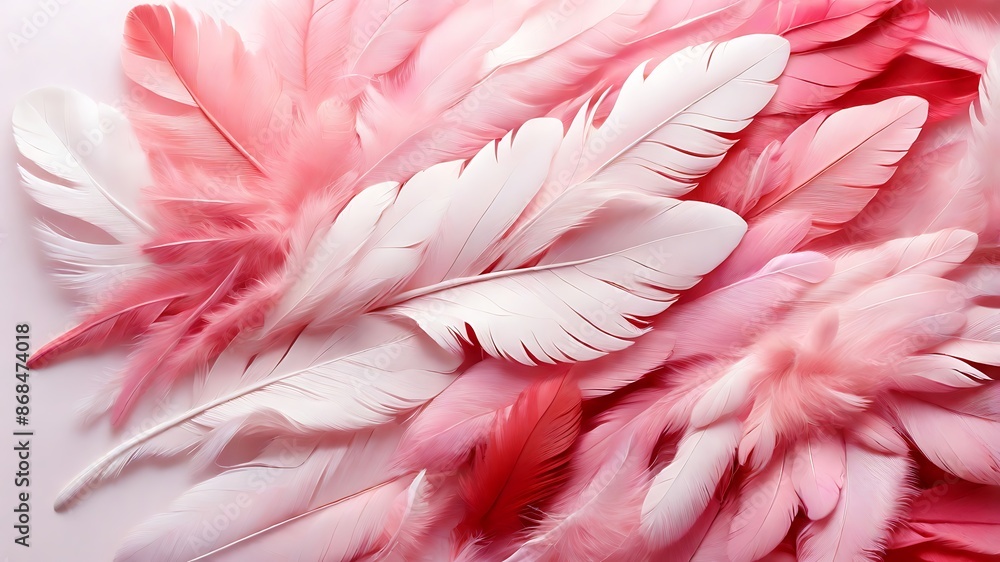 Beautiful abstract colorful white and pink feathers on white background and soft white red feather texture on pink pattern, pink background Beautiful abstract colorful white and pink feathers on white background and soft white red feather texture on pink pattern, pink background