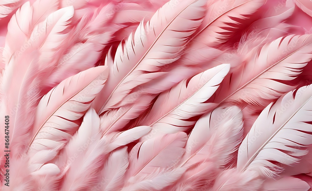 Fototapeta premium Beautiful abstract colorful white and pink feathers on white background and soft white red feather texture on pink pattern, pink background 