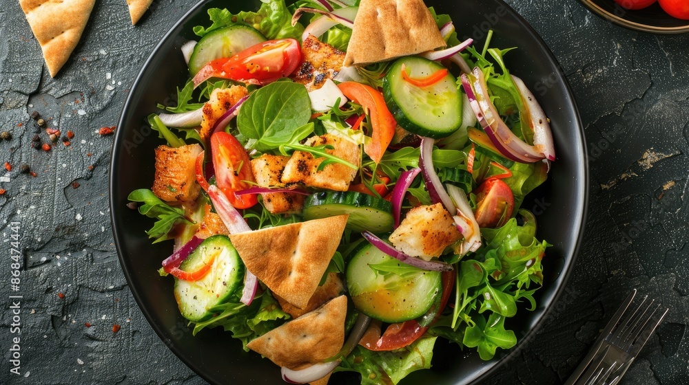 Lebanese fattoush salad with crispy pita bread Lebanese fattoush salad with crispy pita bread