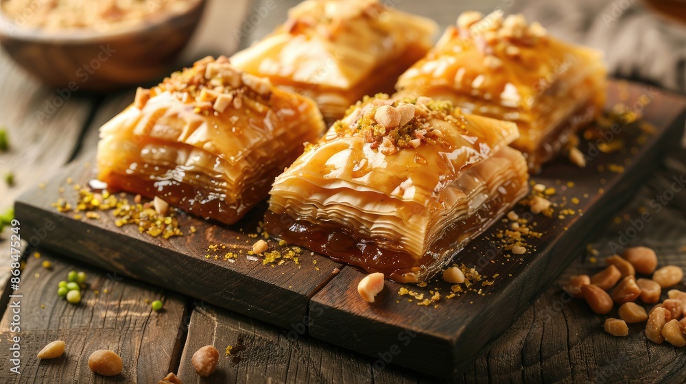 Middle Eastern baklava with honey and nuts Middle Eastern baklava with honey and nuts