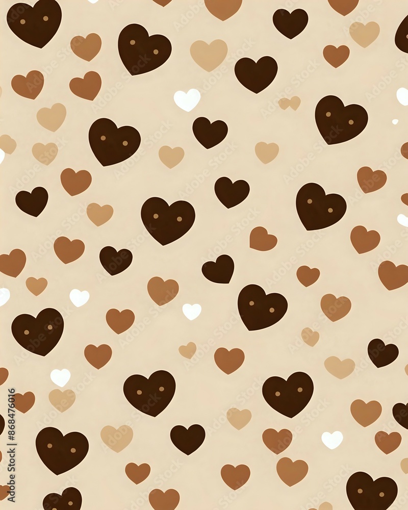 Obraz premium coffee beans and hearts seamless pattern