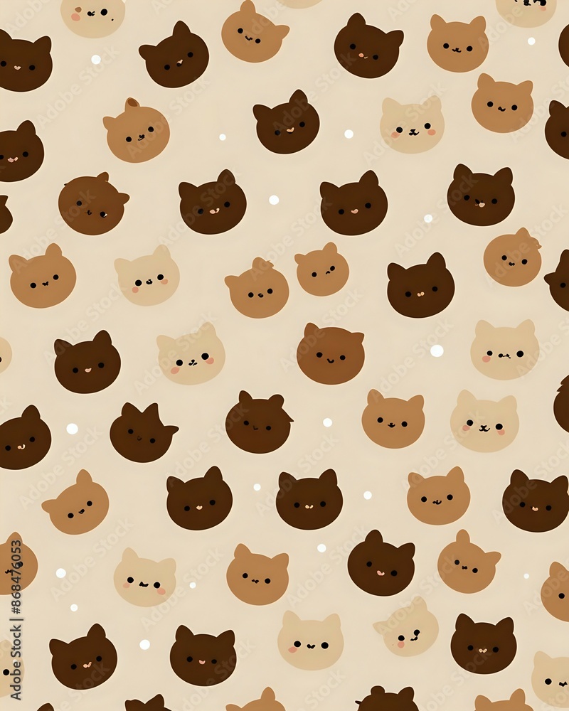 seamless pattern with brown cute bears and cats seamless pattern with brown cute bears and cats
