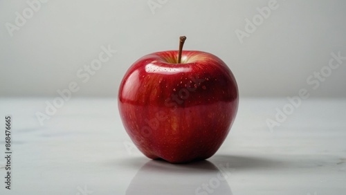 Single Red Apple On A White Surface