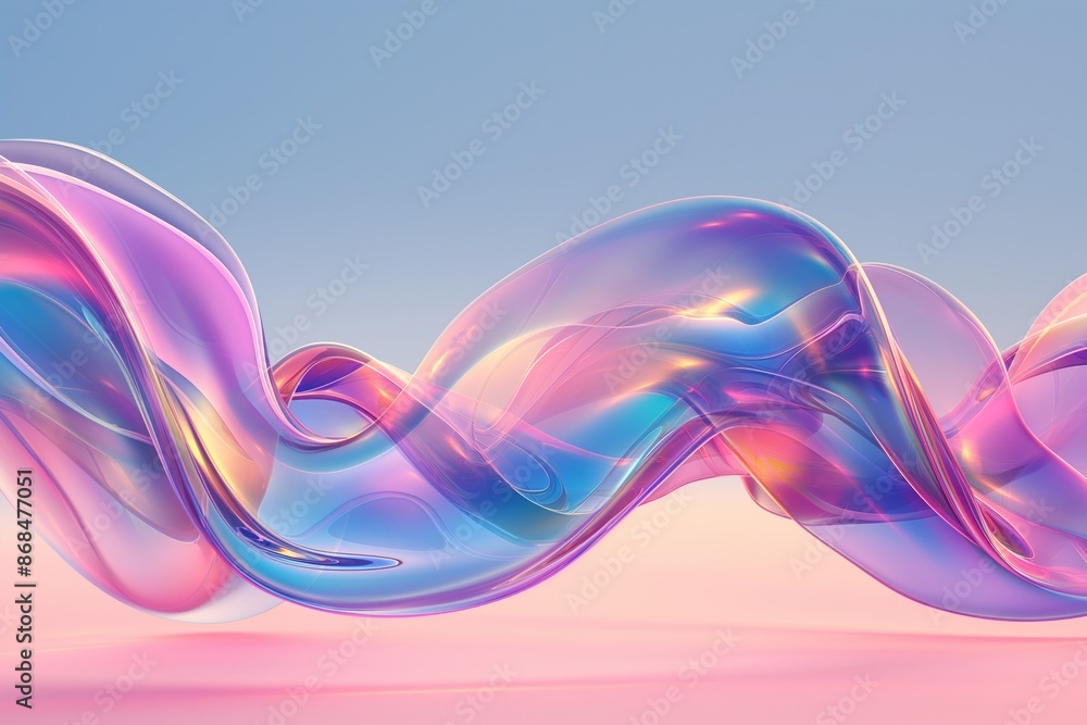 Graceful abstract curves with a glossy, iridescent finish in a smooth, flowing pattern against a pale backdrop Graceful abstract curves with a glossy, iridescent finish in a smooth, flowing pattern against a pale backdrop