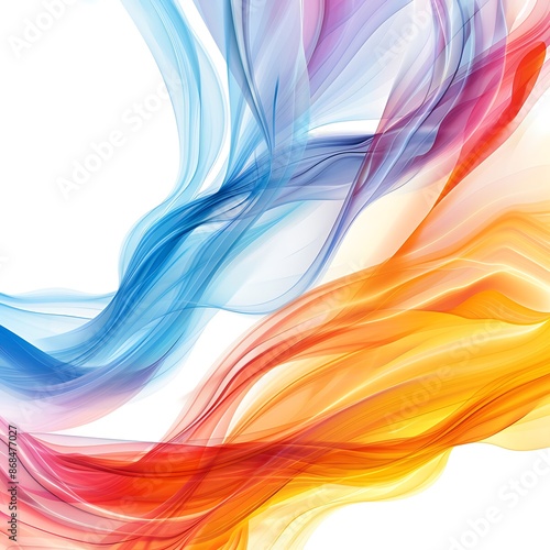 Abstract Colorful Wave Design On White Background