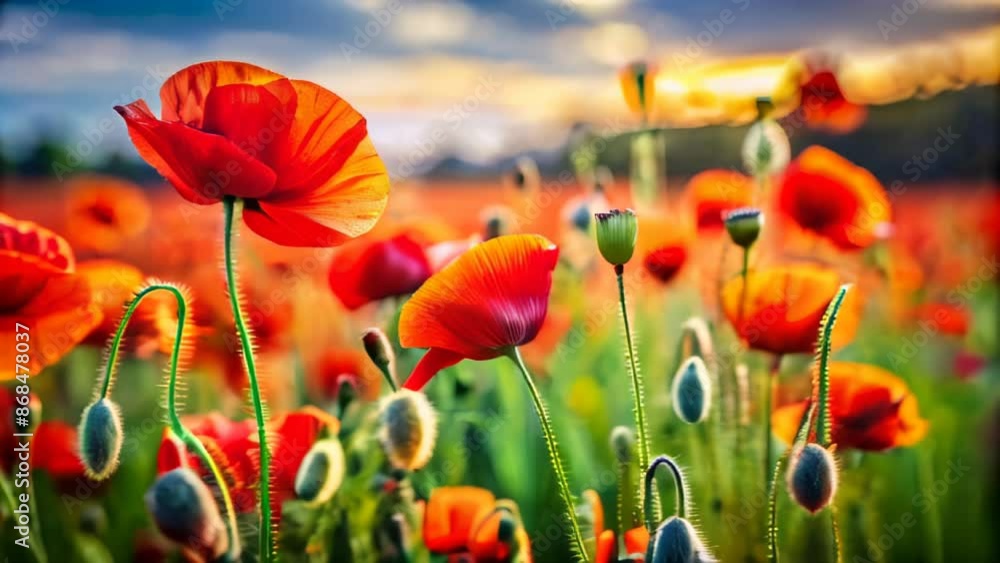 Flower background with red poppies Flower background with red poppies