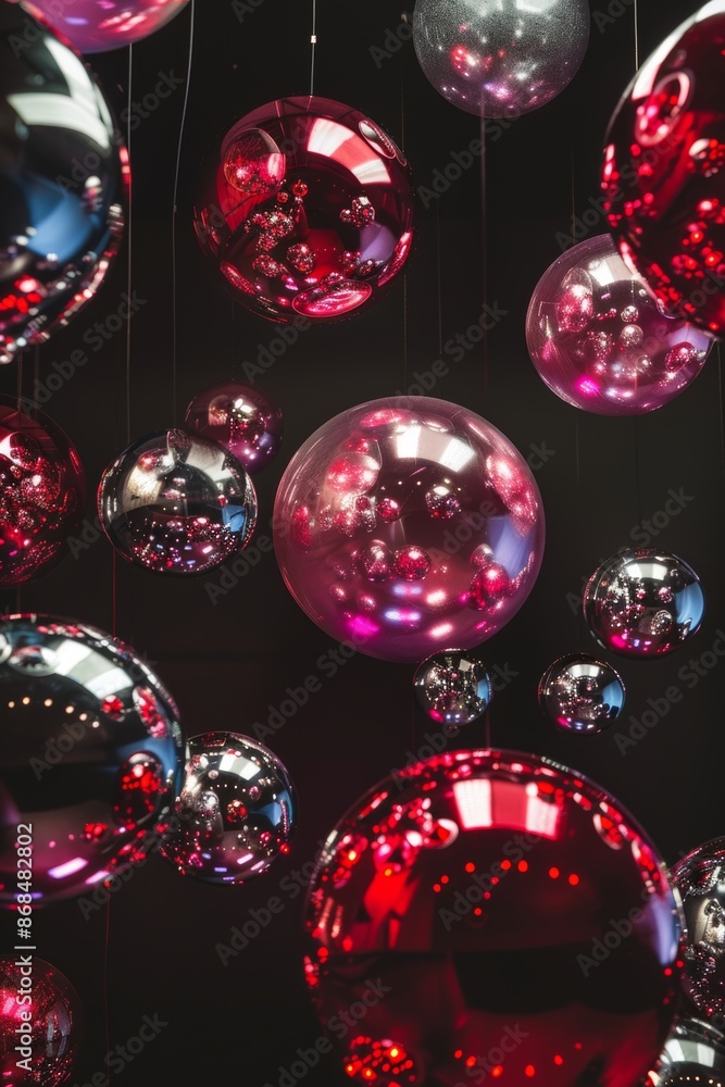 Red balls on black Background. postcard, banner, Design Red balls on black Background. postcard, banner, Design