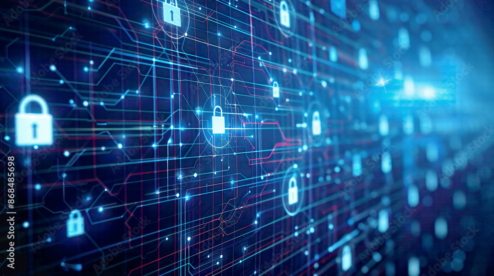 Firewall and internet security concept secured access to user personal data information digital lock icons and network connections on a sleek blue background emphasizing cybersecurity Firewall and internet security concept secured access to user personal data information digital lock icons and network connections on a sleek blue background emphasizing cybersecurity