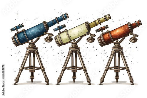 vintage style illustrated telescope basic background, telescope, illustrated telescope