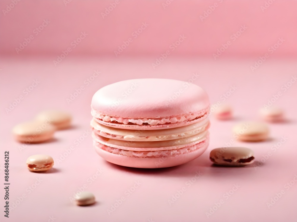 Pastel macaron on light pink background or dessert cake Pastel macaron on light pink background or dessert cake