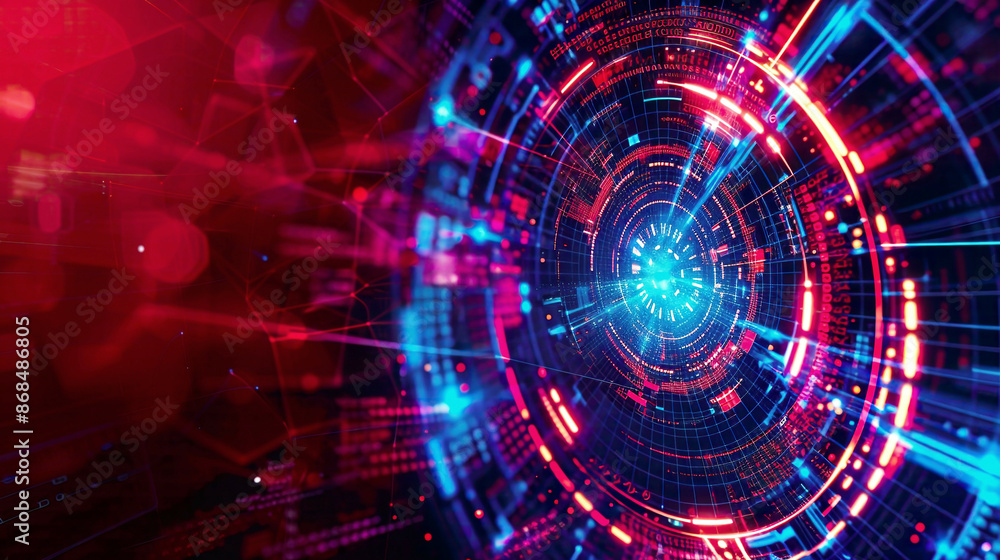 Fototapeta premium Hi-tech backdrop for cyber security in business presentations Highlights big data concept Futuristic dynamic visuals 