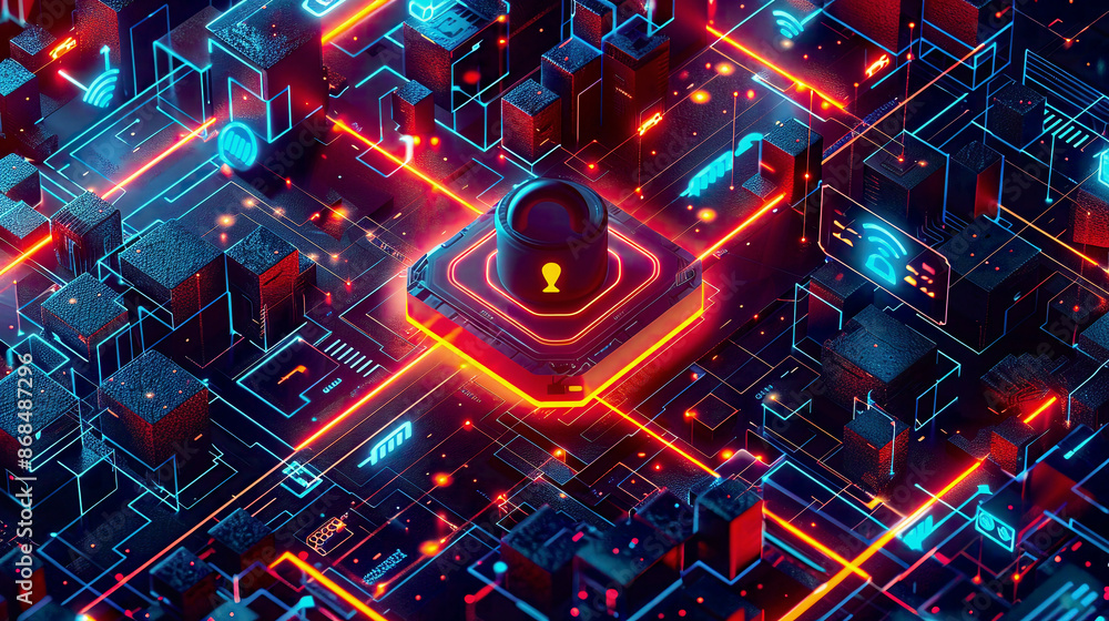 Illustration of cyber security and information/network protection showcasing future technology web services tailored for business and internet projects Illustration of cyber security and information/network protection showcasing future technology web services tailored for business and internet projects