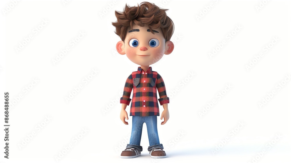 A cartoon boy in a plaid shirt. A cartoon boy in a plaid shirt.