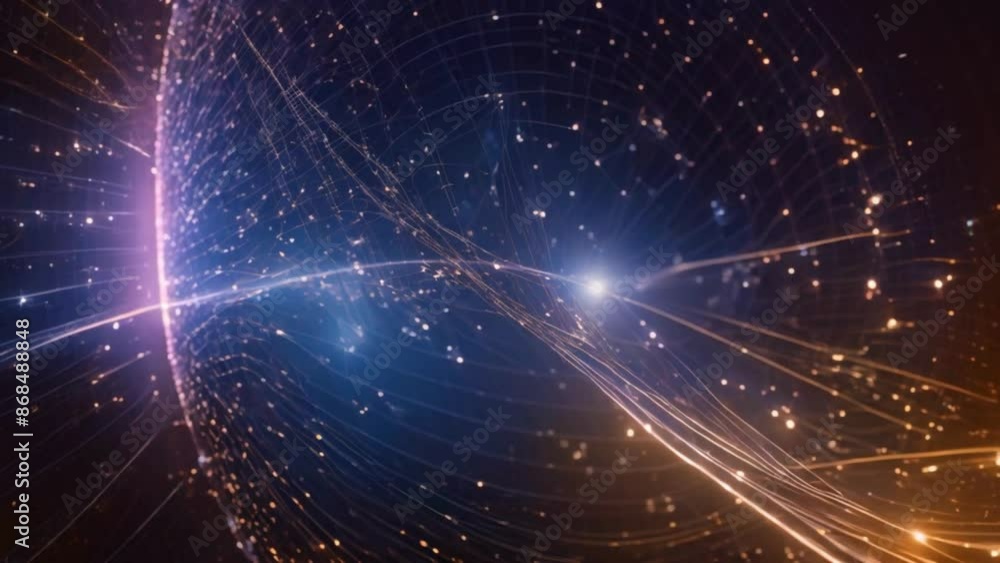 The interconnectedness of the universe in space is made possible by signals transmitted through optical fiber clouds surrounding a rotating globe The interconnectedness of the universe in space is made possible by signals transmitted through optical fiber clouds surrounding a rotating globe