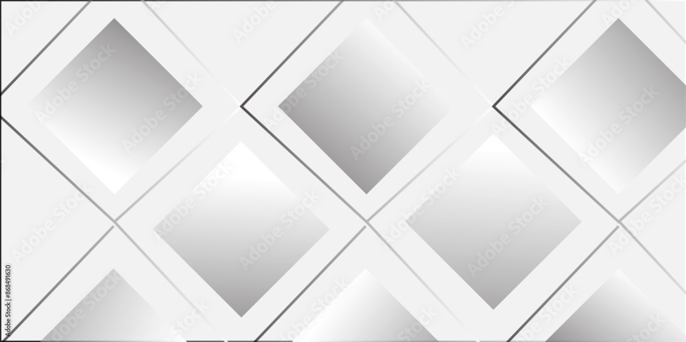 Obraz premium Abstract white and gray square shape background with futuristic technology minimal subtle vertical stripes and texture banner background. Vector illustration.
