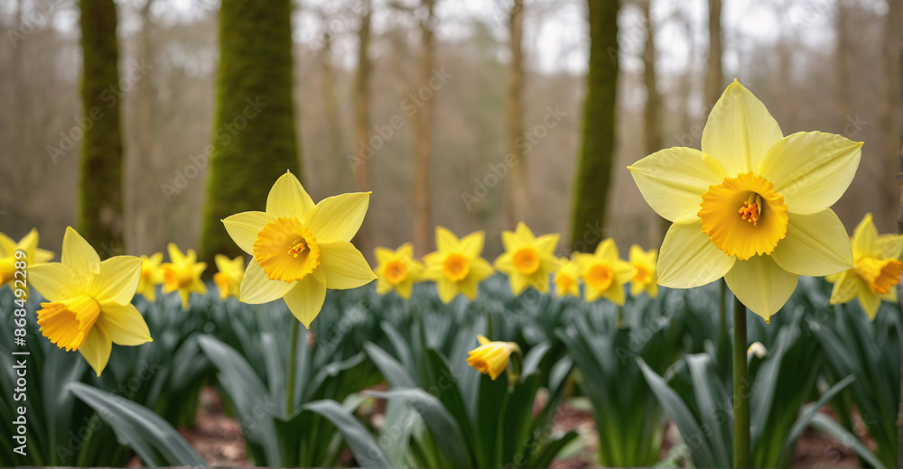 Soft-focus Daffodil Flowers Creating a Serene Garden Atmosphere
Soft-focus Daffodil Flowers Creating a Serene Garden Atmosphere