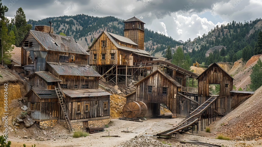 A dilapidated old house sits in a barren desert landscape. Colorado's mining history. A dilapidated old house sits in a barren desert landscape. Colorado's mining history.
