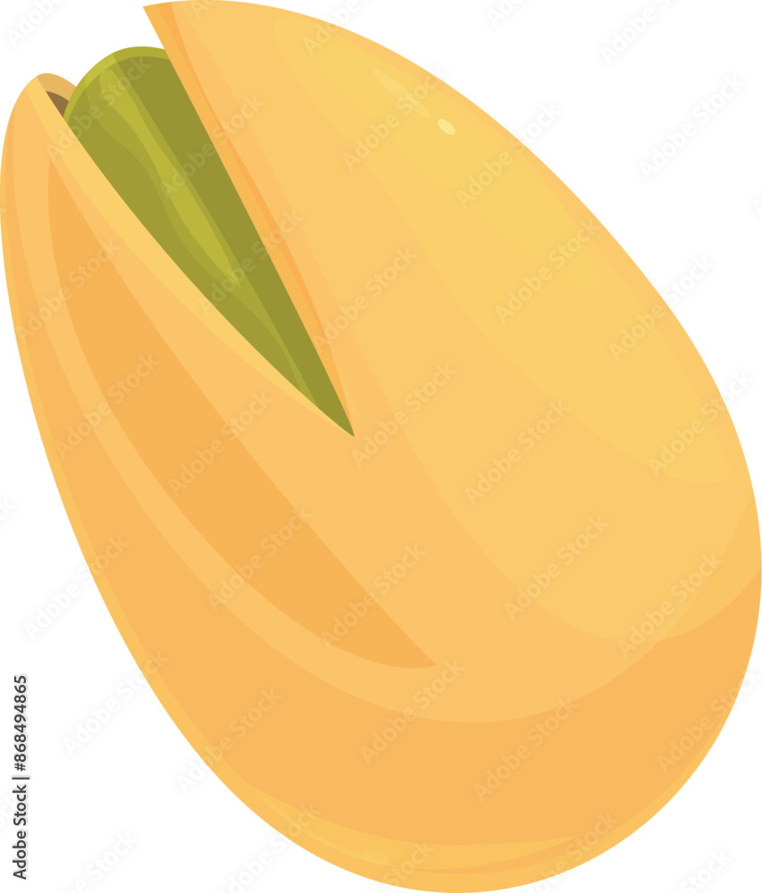 Single pistachio nut is cracked open showing the green seed inside Single pistachio nut is cracked open showing the green seed inside