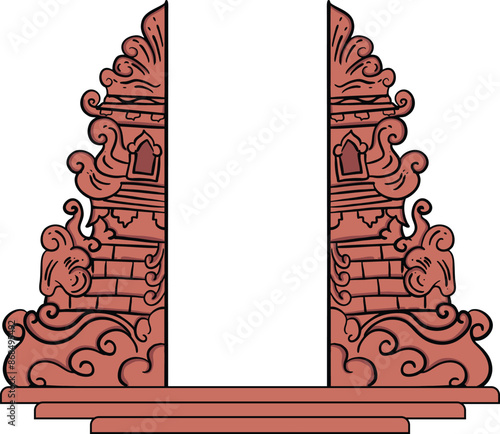 Balinese gate or gapura building illustration photo