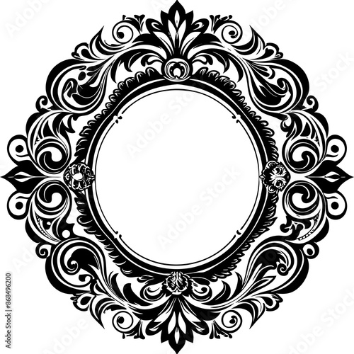 black elegant oval frame with ornament