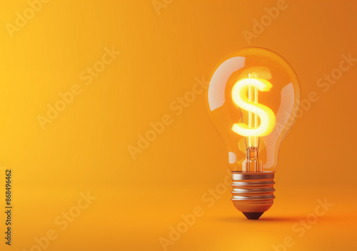Wallpaper Mural Illustration of Light Bulb and a shaped of Dollar Sign inside the bulb. Energy Saving concept and cost consumption on electricity.  Torontodigital.ca