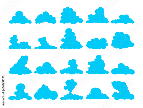 Cumulus cloud. Sky air symbol. Vector drawing. Collection of design elements.