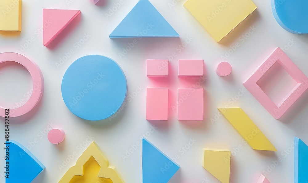 Pastel shapes pattern on white background Pastel shapes pattern on white background