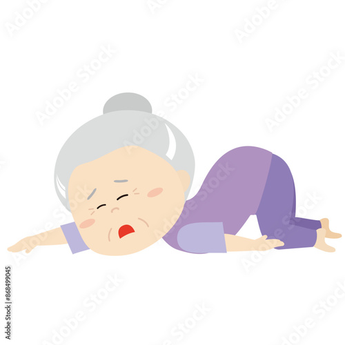 床に這いつくばるシニアの女性2