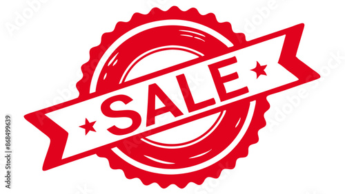 Red Sale Badge with Circular Border and Stars