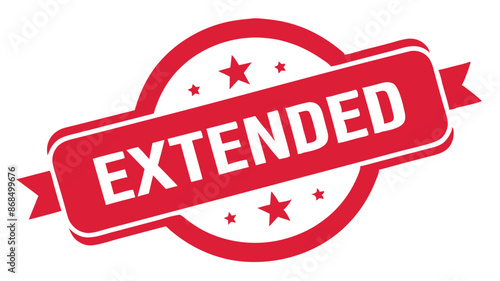 Red Extended Badge with Circular Border and Stars