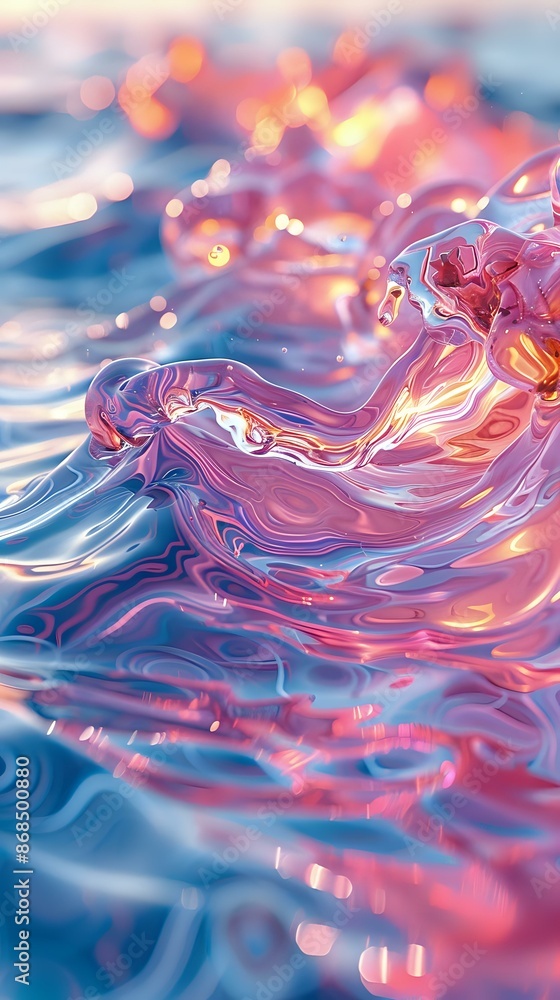 Stunning abstract image featuring flowing, colorful waves with a mix of pink and blue hues, enhanced by glowing light reflections. Ideal for modern design projects, creative backgrounds Stunning abstract image featuring flowing, colorful waves with a mix of pink and blue hues, enhanced by glowing light reflections. Ideal for modern design projects, creative backgrounds