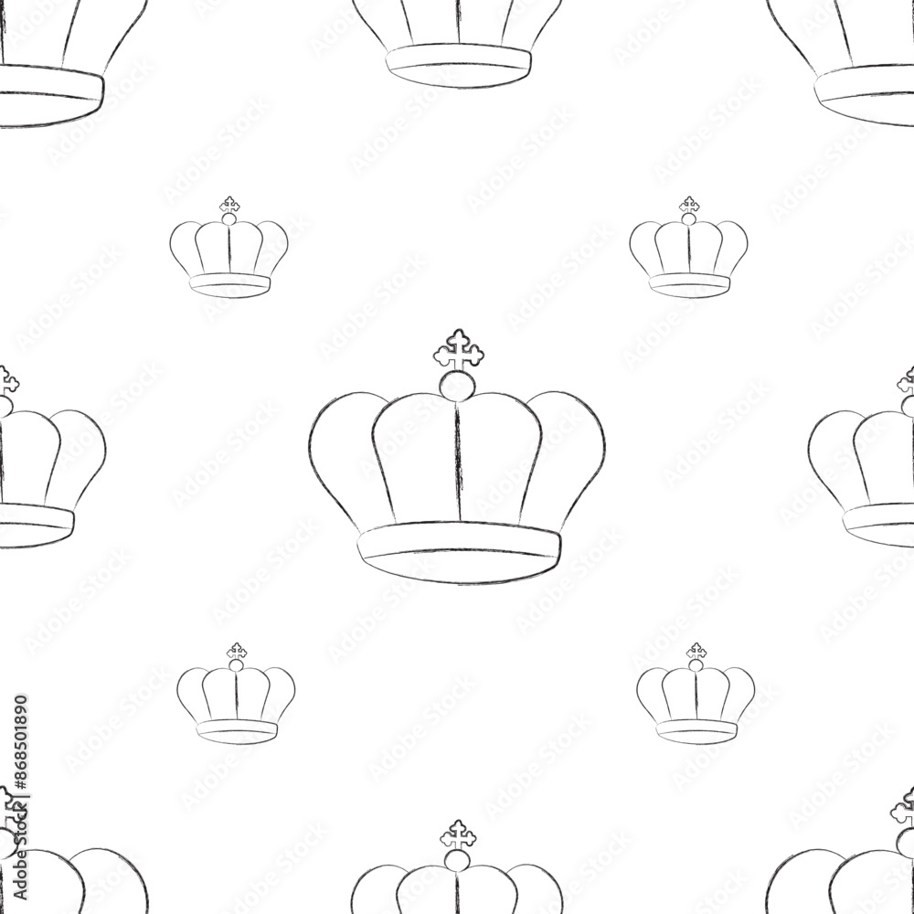 Hand drawn textured crown seamless pattern with brush or chalk. Trendy graffiti style. Modern print for textile, wrapping Hand drawn textured crown seamless pattern with brush or chalk. Trendy graffiti style. Modern print for textile, wrapping