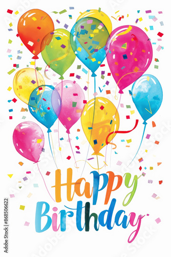 Mockup of a vertical birthday card in pastel colors with the words 