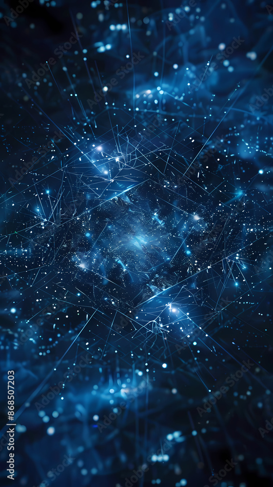 Abstract background with blue glowing particles and light dots, future technology concept Abstract background with blue glowing particles and light dots, future technology concept