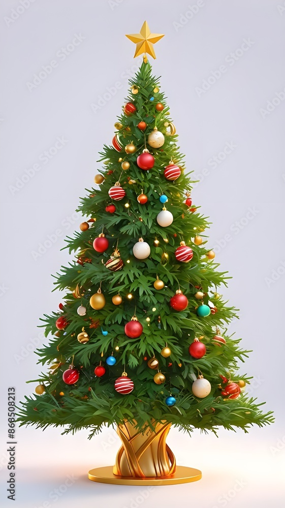 3D Christmas tree. White background. Generative AI 3D Christmas tree. White background. Generative AI