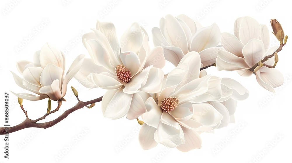 Naklejka premium Beautiful white magnolia flower bouquet isolated on white background.