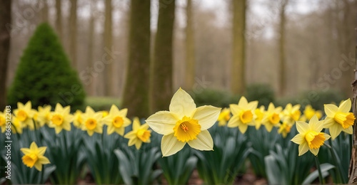 Delicate Daffodil Petals Floating in Ethereal Garden Atmosphere  © Grez