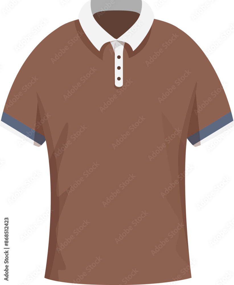 Brown polo shirt with white collar presenting colors for corporate uniform, realistic drawing Brown polo shirt with white collar presenting colors for corporate uniform, realistic drawing