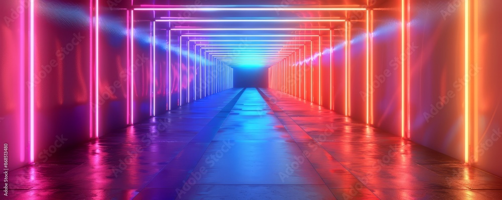 Repetitive patterns of neon lines