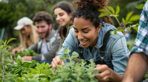 Wallpaper Mural A close-up of a person at a gardening club meeting, happily exchanging tips and ideas with fellow gardening enthusiasts.
 Torontodigital.ca