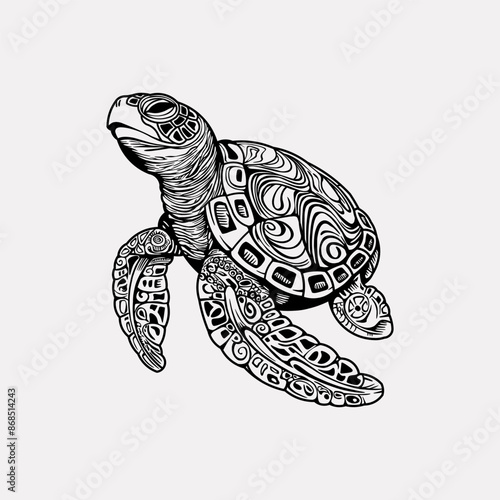 Sea turtle hand drawn illustration