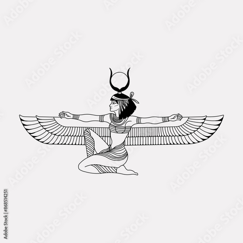 Egyptian queen cleopatra line art illustration