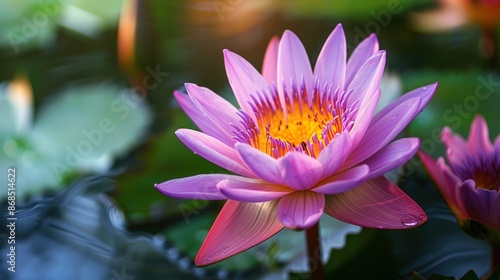 Close up lotus flower, lotus or water lily flower in the pond, beautiful and nature.