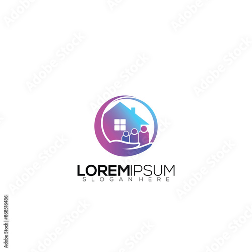 Free Download house logo on colorful leaves vector - GFXLoad