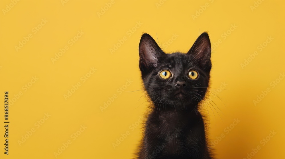 Portrait photography of a cute little Bombay cat happy smiling , studio shot isolated on single color background ,editorial style, shoot by DSLR . Portrait photography of a cute little Bombay cat happy smiling , studio shot isolated on single color background ,editorial style, shoot by DSLR .