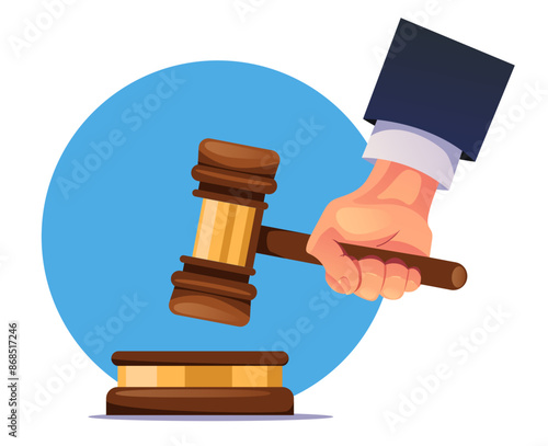 Judges gavel. Vector flat cartoon illustration